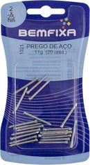 Cartela Prego Aço 2,00 X 25mm S/ Cabeça 20pc BemFixa