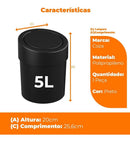 Lixeira Press 5L Preto Coza