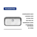 Cuba Inox Lavínia 56x34cm 3.1/2' Com Válvula Tramontina