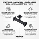 Conjunto de Ligação para Misturador de Lavatório 1/2" PVC Preto Meber
