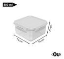 Pote Click Quadrado 800ml Branco OU